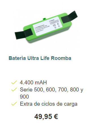Bateria de lito Roomba - AspiradoraRobot